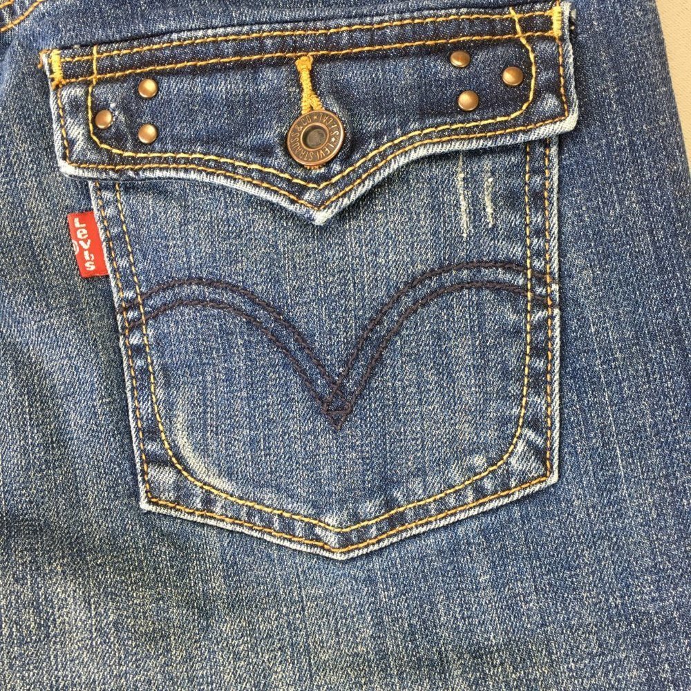 Levis 515 Cut Off Jean Short 12 Womens Dark Blue Denim Casual #1127 - Picture 5 of 11